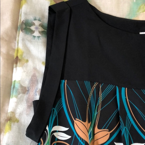 ❤️ LOFT retro print top black floral print XS - Picture 2 of 3